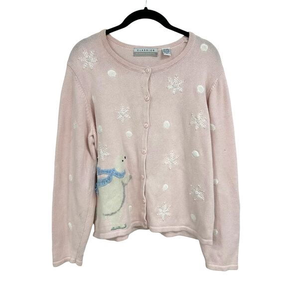Classics by Marisa Christina Vintage Snowflake & Polar Bear Cardigan Medium - Picture 1 of 7